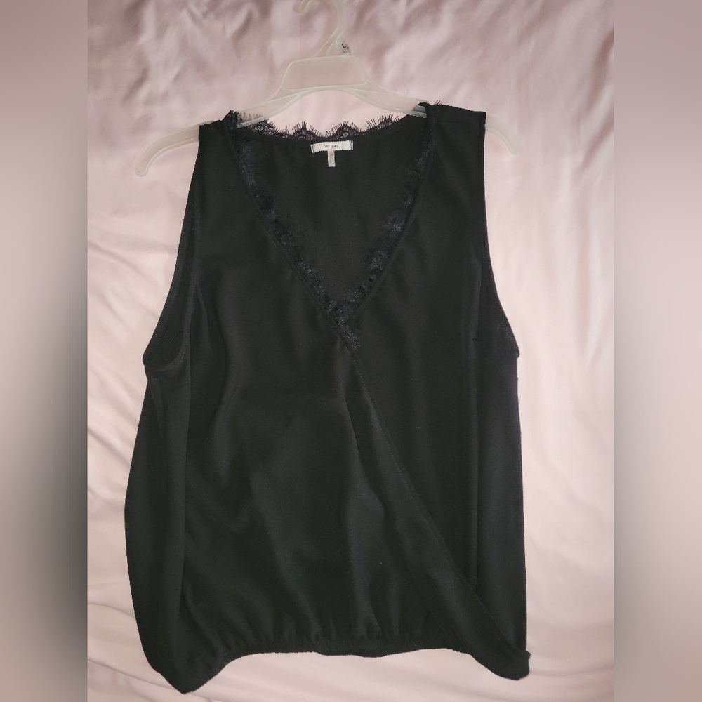 Black Lace Trim Sleeveless Top
